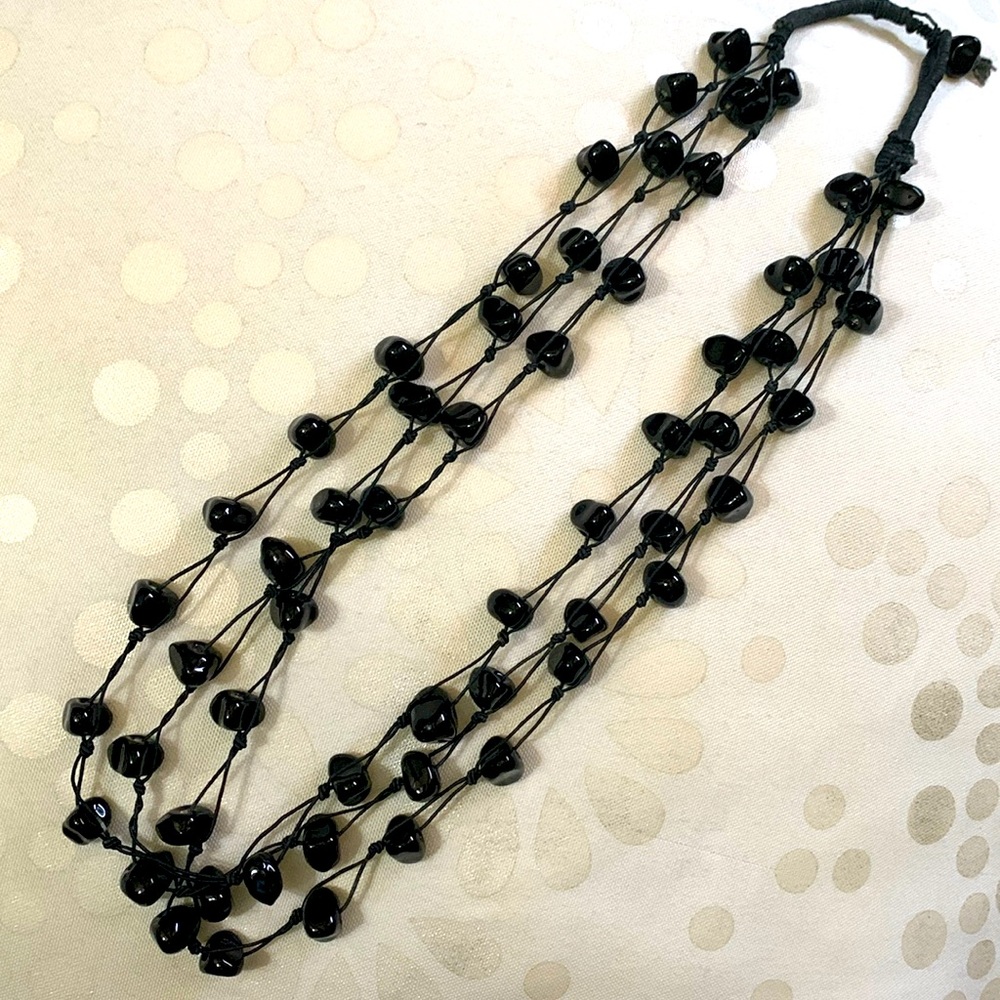 Vintage handmade plastic black necklace